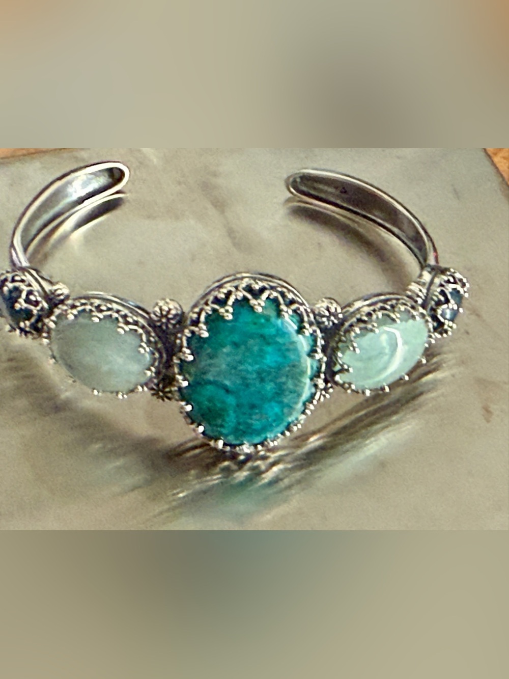NIB Carolyn Pollack American West 925 5 Stone Green Turquoise Cuff Bracelet